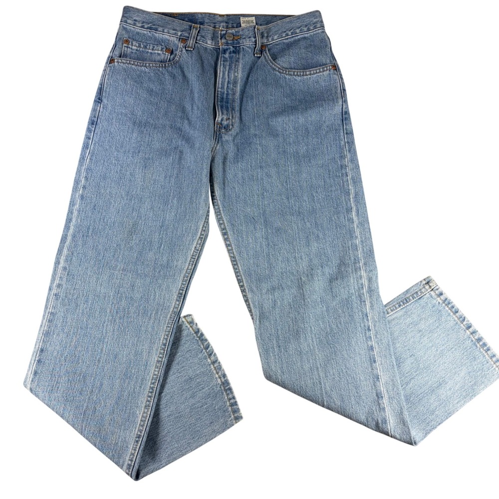 Levi's 505 Straight Leg Jeans Light Wash Blue 34x30 Cotton Made in Canada Mens